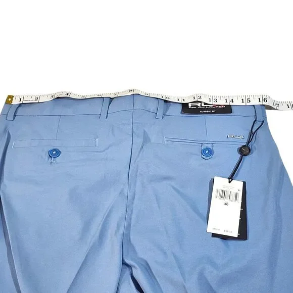 NWT RLX Ralph Lauren Mens Classic Fit Golf Shorts Blue Size 30 Chino Quick Dry - Picture 11 of 13
